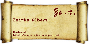 Zsirka Albert névjegykártya